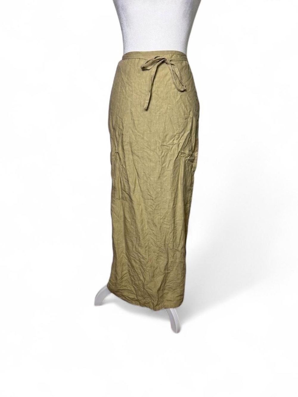 Vintage Ralph Lauren Sport Linen Equestrian Wrap Maxi Skirt Size 4 Minimalist